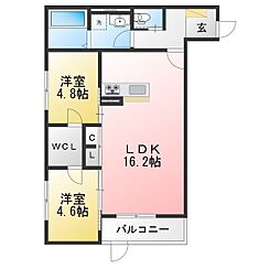ミオ フラーゼ A棟 2LDKの間取図画像