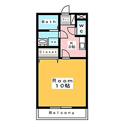 リバーサイドイヴ 1Kの間取図画像