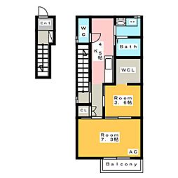 パークウエスト33 2Kの間取図画像