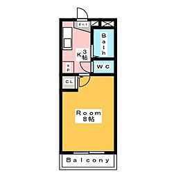 アップルヒルズ3 1Kの間取図画像