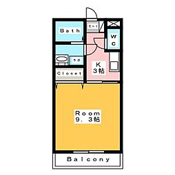 コンフォールサキ 1Kの間取図画像
