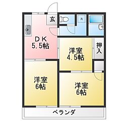 グリーンコートA 3DKの間取図画像