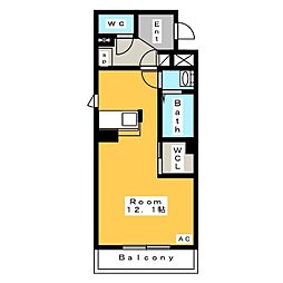 ボナール華C ワンルームの間取図画像