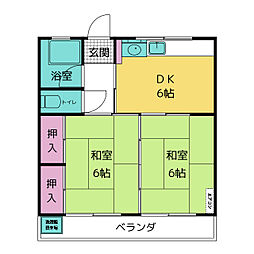 コーポサカキバラ 2DKの間取図画像