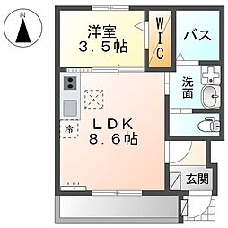 Kane（カーネ） 1階1LDKの間取り