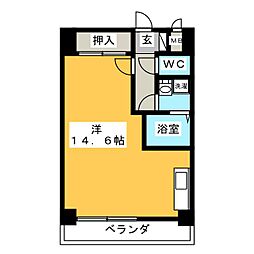 アーバネオ清洲 2階ワンルームの間取り