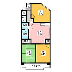 第三塚本ハイツ 3DKの間取図画像