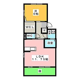 レジデンスミツ2 1LDKの間取図画像