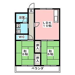 パピリオン松下 2LDKの間取図画像