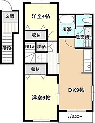エクセル2サツキ 2DKの間取図画像
