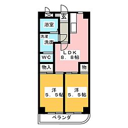 ソシア稲沢 2DKの間取図画像