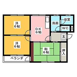 サンファミリー2 3DKの間取図画像