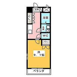 アメニティ大蒲 1Kの間取図画像