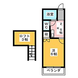 エピキュリアン須ケ口 1Kの間取図画像