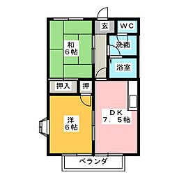 エクセランス内藤2 2DKの間取図画像