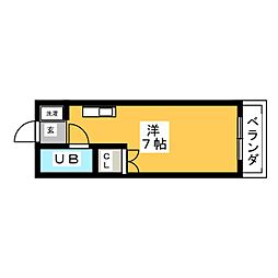 メゾン・ブランシュ ワンルームの間取図画像
