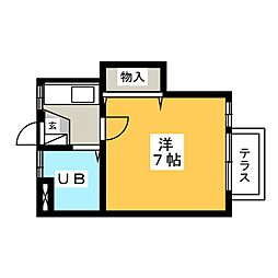 サンライズ稲沢 1Kの間取図画像