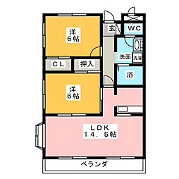ファミールK 2LDKの間取図画像