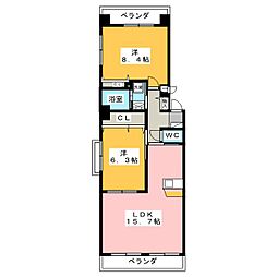 ジョイフルM2 2LDKの間取図画像