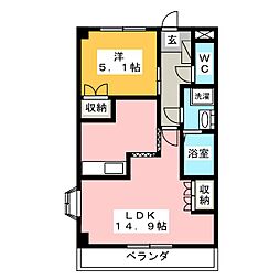 エバープレイス 1LDKの間取図画像