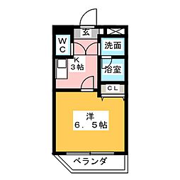 ペアハイツシャトーピア 1Kの間取図画像