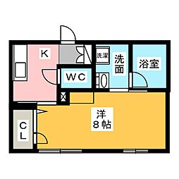 ラ・シャルマントメゾン 1Kの間取図画像