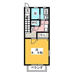 プリミエール 1Kの間取図画像