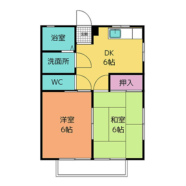 コーポラスＫ青山 ｜愛知県西春日井郡豊山町大字青山字西屋敷(賃貸アパート2DK・1階・38.88㎡)の写真 その2