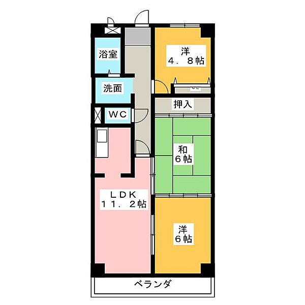 1st　Wing ｜愛知県小牧市間々本町(賃貸マンション3LDK・2階・66.00㎡)の写真 その2