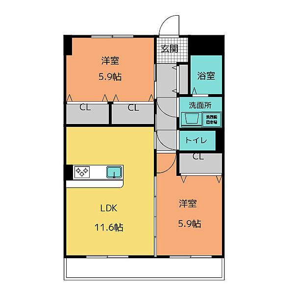 エスペランサ　ドミール ｜愛知県小牧市大字間々(賃貸マンション2LDK・3階・56.70㎡)の写真 その2