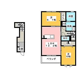 アンバーコート文津 2LDKの間取図画像