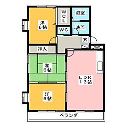 サニーコート若宮 3LDKの間取図画像