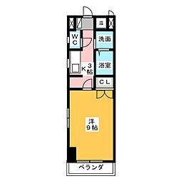 アドヴァン中央 1Kの間取図画像
