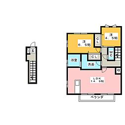 梵・梵 2LDKの間取図画像