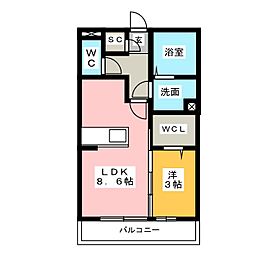 アンビシャス白山 1LDKの間取図画像