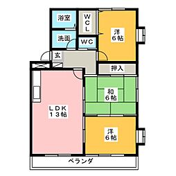 サニーコート若宮 3LDKの間取図画像