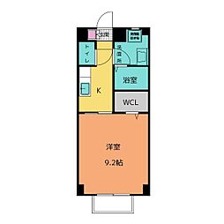 プランドールB棟 1Kの間取図画像