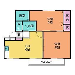 サンロード二重堀A 2DKの間取図画像