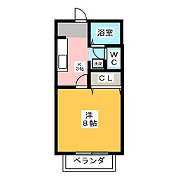 サン・フレンズリトルリバー 1Kの間取図画像