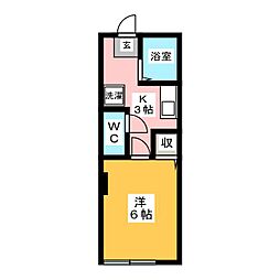 イーストハイツ 1Kの間取図画像