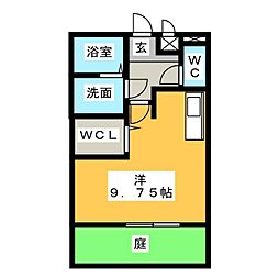 ピアチェーレKC ワンルームの間取図画像