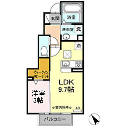 グランフィールドアスカ 1LDKの間取図画像