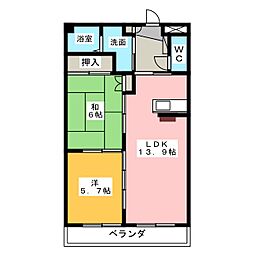 プラゼール 2LDKの間取図画像