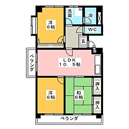 プリベール小牧 3LDKの間取図画像