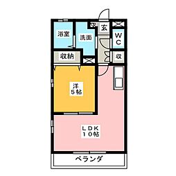 コーポグリンベール 1LDKの間取図画像