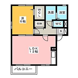 ドミール沢渡 1LDKの間取図画像