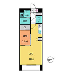 クレスト小牧II 1LDKの間取図画像