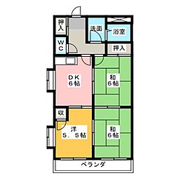 ニューパースK 3DKの間取図画像