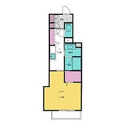 スブリミス 4階1Kの間取り