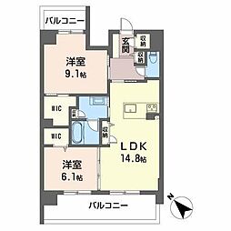Roothill10 2LDKの間取図画像